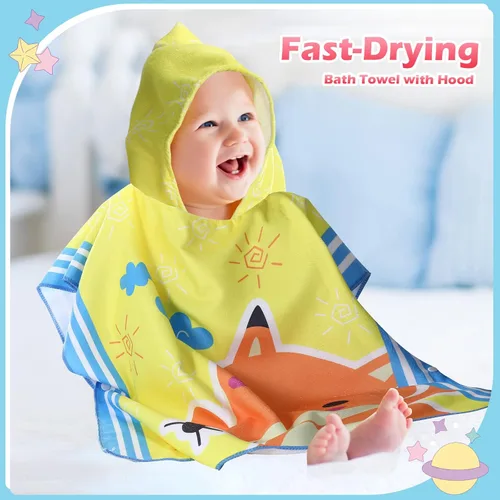 Miniatura 7 de Oudain 6 toallas con capucha para niños, toallas de baño con capucha de microfibra para niños y niñas pequeños (47 x 24 pulgadas, estilo encantador)