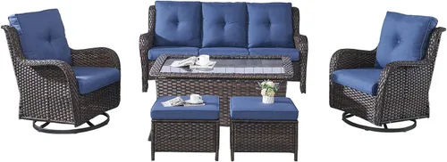Miniatura 42 de Rilyson Mecedora de mimbre - Juego de 2 sillas mecedoras de mimbre para patio, sillas mecedoras de ratán para porche al aire libre, terraza, jardín