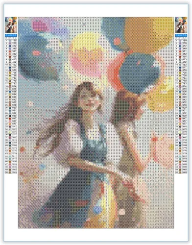 Miniatura 2 de Kits de pintura de diamantes 5D para adultos, globo, pintura con diamantes de río, lienzo redondo de diamantes de imitación para decoración de pared