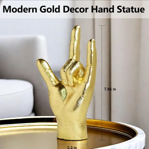 Miniatura 2 de DECOUE Estatuas y esculturas de gestos dorados, estatuas de dedo de resina para mano, decoración clásica de estante y escritorio, regalos