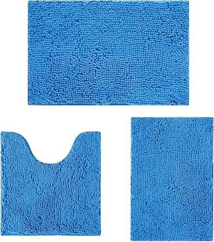 Miniatura 45 de Juego de alfombras de baño de 2 piezas, súper absorbente suave, gruesa, lavable en lavadora, alfombra de baño de chenilla antideslizante, alfombra