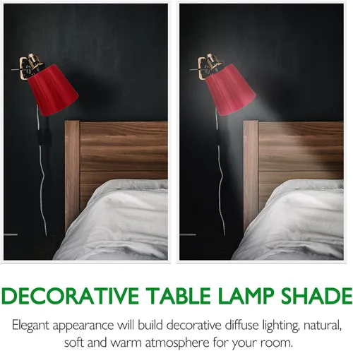 Miniatura 6 de Lurrose Pantalla de tela con clip, pantalla de lámpara, pantalla clásica, moderna, mediana, para mesa de pie, lámpara de noche (rojo) decoración