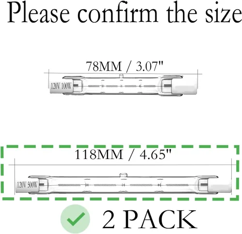 Miniatura 2 de R7S Bulbs 500W, paquete de 2 bombillas halógenas de 4.646 in, bombillas halógenas T3 JType, reemplazo de bombilla halógena para luces de paisaje
