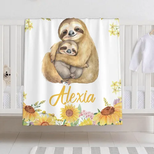 Miniatura 21 de Manta de bebé personalizada para niñas y niños, manta de bebé personalizada con nombre de bosque de animales para niños pequeños, baby shower