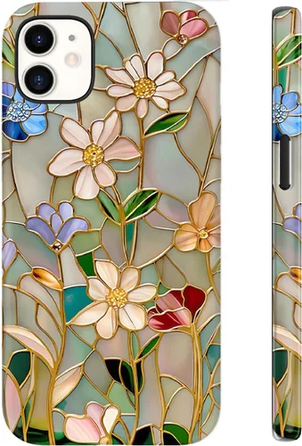 Miniatura 98 de LUHOURI Funda para iPhone 12 Mini, compatible con carga inalámbrica, doble capa, interior de silicona suave + carcasa exterior dura, bonito diseño