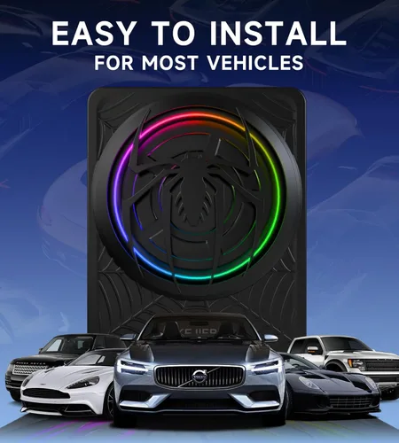 Miniatura 7 de Subwoofer RGB de 1200W, Subwoofer de Coche Delgado Bajo el Asiento y Paquete de Amplificador con Luz RGB Sincronizada con el Ritmo, Control