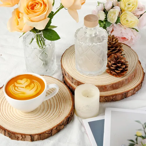 Miniatura 5 de Giegxin 15 piezas de rebanadas de madera sin terminar para centros de mesa, baby shower, boda, fiesta, centros de mesa, bosque, manualidades