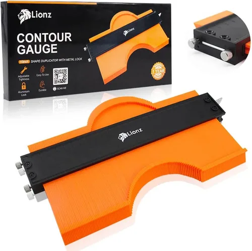 Lionz Herramienta de Forma y Contorno de Calibre de Contorno - Herramienta de Perfil Super Calibre de 10" con Tornillos de Bloqueo y Ajuste para
