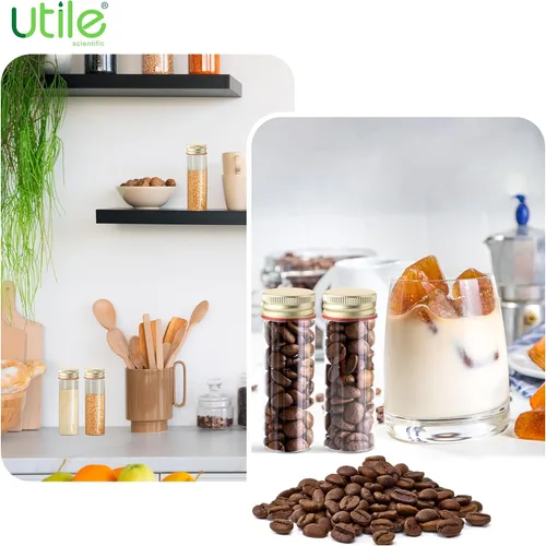 Miniatura 7 de Utile 20 tubos de ensayo de vidrio, material de vidrio de borosilicato medio, tubos de ensayo de 0.8 fl oz, con tapones de rosca de aluminio