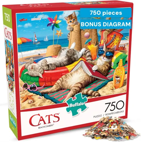 Buffalo Games Steve Read Beachcombers - Rompecabezas de 750 piezas, 24 x 18 pulgadas, colección Cats - Rompecabezas de 750 piezas para adultos -