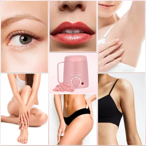 Miniatura 7 de Kit de depilación para mujer, mini calentador de cera, kit de cera dura con cuentas de 14 onzas, depilación portátil para cara, axilas, cejas