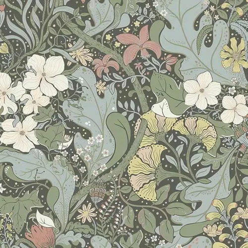 Miniatura 9 de HeloHo Papel tapiz verde para despegar y pegar, diseño bohemio, floral, autoadhesivo, extraíble, impermeable, papel de contacto para sala de estar