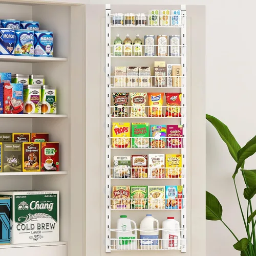 Miniatura 2 de MIAOLI Organizador de despensa sobre la puerta, estantes de gabinete con estante de especias ajustable de 8 niveles, organizador de condimentos