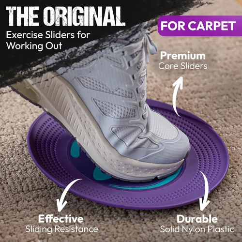 Miniatura 2 de Discos de deslizamiento para hacer ejercicio - Deslizadores de ejercicio para alfombra y suelos de madera dura 1 par, Discos de deslizador de Morado