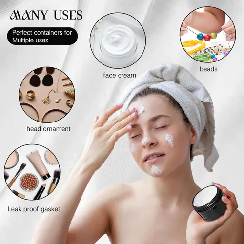 Miniatura 3 de SATINIOR 24 frascos de plástico transparente vacíos con tapas, recipientes de almacenamiento redondos de boca ancha para productos de belleza