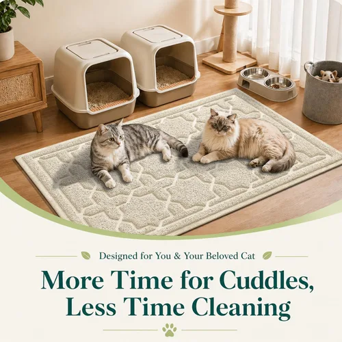 Miniatura 7 de Yimobra Tapete de arena para gatos, 24"x20" tapete con malla de bloqueo de arena, tapete suave para arena para gatos tapete atrapa arena, fácil