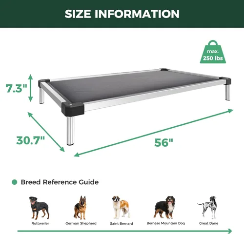 Miniatura 6 de FXW TitanNest - Cama elevada para perros a prueba de masticación, cuna elevada para uso en interiores, exteriores y campamentos, cama acolchada Gris