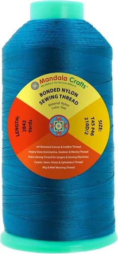 Miniatura 298 de Mandala Crafts - Hilo de nailon para coser cuero, tapicería, mezclilla y para trenzar el pelo; resistente, 1500 yardas, tamaño 69 T70 Marrón