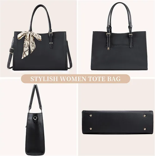 Miniatura 7 de IGOLUMON Bolsa para laptop para mujer de 15.6 pulgadas, impermeable, bolsa de trabajo de cuero, maletín para computadora, oficina, profesional