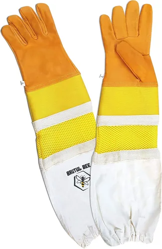 Miniatura 3 de Brutul Bee - Guantes ventilados de piel de vaca con goma y malla manguito largo protector ventilado mangas
