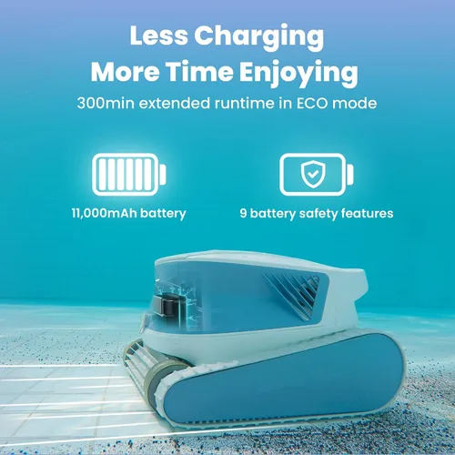Miniatura 4 de Poolmate Hydro 3S – Robot aspirador de limpieza todo en uno inalámbrico, limpia y fregador, doble limpieza superior, tiempo de ejecución de 5 horas