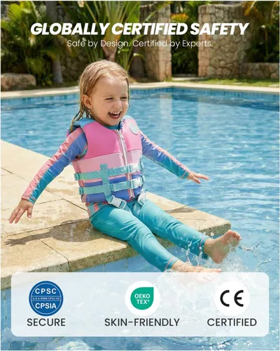 Miniatura 2 de Gogokids Chaleco de natación para niños de 2-3-4-5-6-7-8-9 años, flotadores de piscina para niños de 30-50-70 libras, flotabilidad para niños