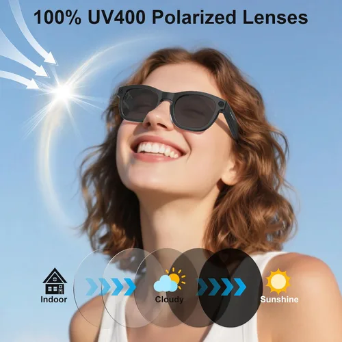 Miniatura 5 de Lentes inteligentes AI con cámara, gafas de cámara HD de 8 MP, gafas de grabación de video y fotos 1080P con asistente de voz, reconocimiento