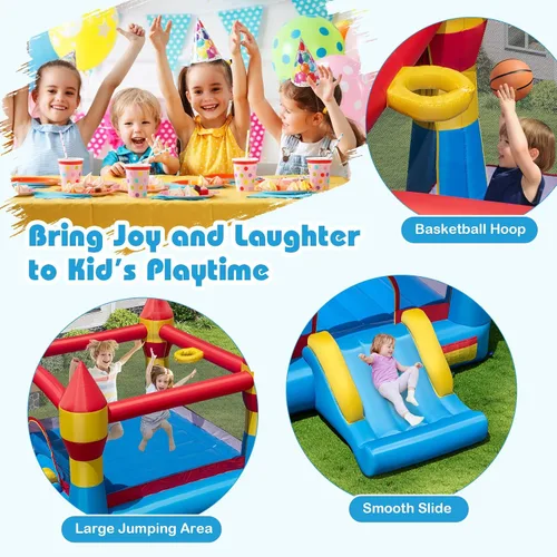 Miniatura 4 de BOUNTECH Casa inflable de rebote de 12 x 9 pies, gran castillo animoso para diversión de fiesta infantil, gran área de salto, tobogán, fácil