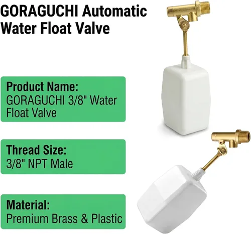Miniatura 3 de Válvula de flotador de agua de 3/8 pulgadas, con brazo ajustable de latón, llenado automático y válvula de control de nivel de agua, para onds