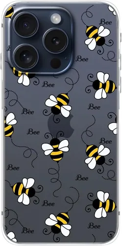 Miniatura 4 de Blingy's Funda para iPhone 15 Pro Max, funda protectora transparente de TPU suave de TPU transparente de 6.7 pulgadas (estilo abeja)