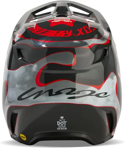 Miniatura 3 de Fox Racing Casco unisex para motocross V1, gris/rojo, talla XXL