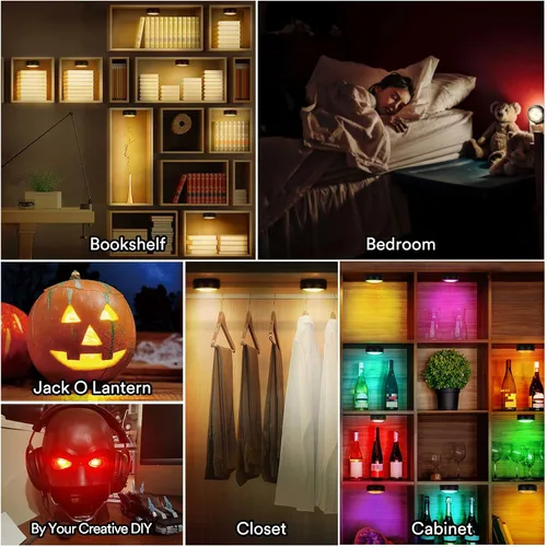 Miniatura 3 de Luces LED de disco con control remoto, luces inalámbricas de armario que funcionan con pilas, luces debajo del gabinete, luces de empuje, luces que