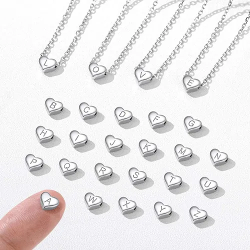 Miniatura 6 de ChicSilver Collares de plata de ley 925 con inicial de corazón para mujeres y niñas, delicado collar con dije de corazón personalizado con letra