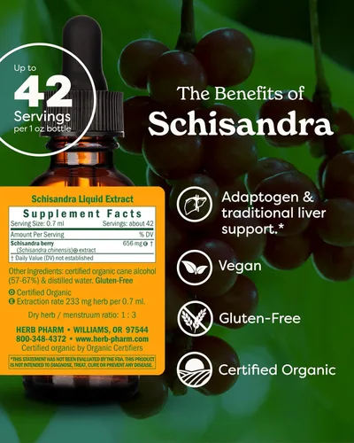 Miniatura 2 de Herb Pharm Extracto líquido orgánico certificado de bayas Schisandra - 1 onza