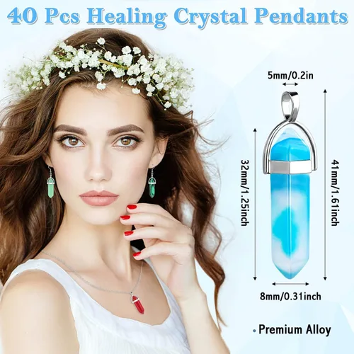 Miniatura 3 de ROADPLUM 40 piezas Colgantes de cristal curativos