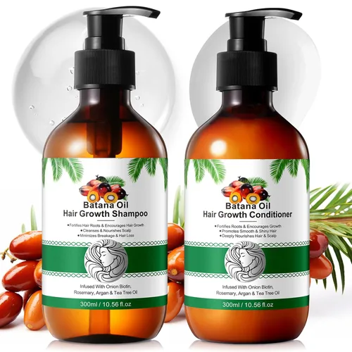 Batana Oil - Juego de champú y acondicionador – Productos para el cabello espesante para mujeres y hombres con aceite de batana orgánico crudo para