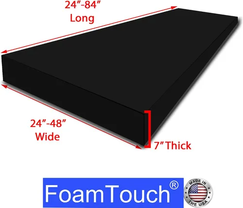 Miniatura 55 de FoamTouch Colchón litera de 7 pulgadas de alto x 28 pulgadas de ancho x 72 pulgadas de largo (solo espuma), carbón, sin funda