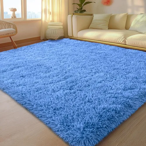 Miniatura 32 de Mugorn - Alfombra de 8 x 10 pies, alfombras grandes, esponjosas, suaves, peludas, antideslizantes, mullidas para interiores, color negro, 8 x 10 pies
