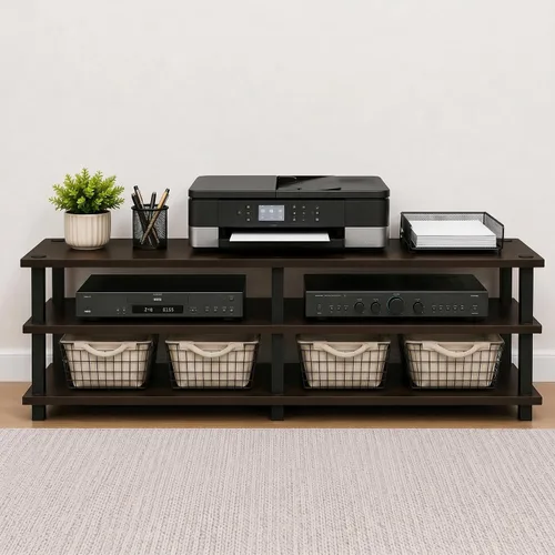 Miniatura 2 de Furinno TURN-S-TUBE - Soporte para TV, centro de entretenimiento de 3 niveles, sin herramientas, consola de TV para televisores de hasta 46 Marrón