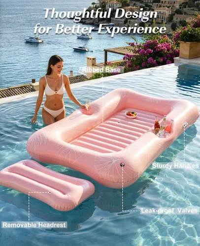 Miniatura 3 de HeySplash Inflatable Tanning Pool Lounger Float, Suntan Tub for Adults, Blow Up Sunbathing Pool with Integrated Pillow and Cup Holder, Heavy Duty