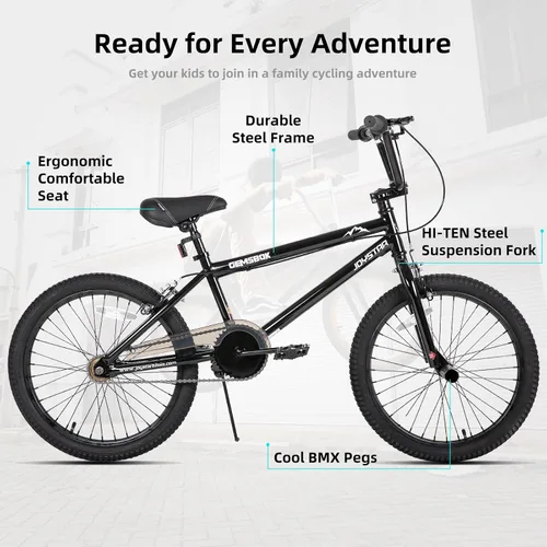 Miniatura 2 de JOYSTAR 20 24 Inch Kids BMX Bike for Boys and Girls Age 7-12 Freestyle Bicycle for Beginner Level Riders with Dual Hand Brakes & 2 Pegs 24" Kids