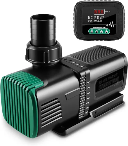 Bomba de agua para acuario de 4800 GPH de 36 V CC con controlador, sumergible de 105 W y bomba de retorno en línea para peceras, fuentes, sumidero,