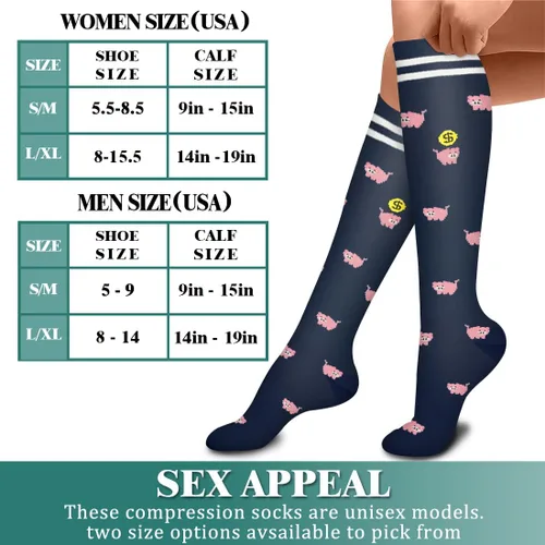 Miniatura 6 de Paquete de 3 pares de calcetines de compresión médica para mejorar la circulación de mujeres y hombres, para correr, hacer deporte y amamantar