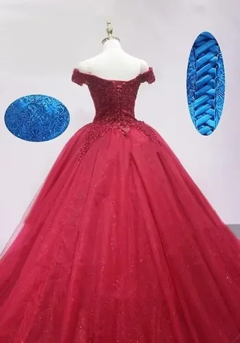 Miniatura 2 de XYAYE Vestidos de quinceañera de tul hinchado para mujer, vestido de fiesta con hombros descubiertos, vestidos de fiesta de encaje, dulces 15