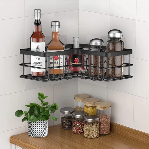Miniatura 9 de Organizador de ducha esquinero, paquete de 4 estantes adhesivos para ducha con soporte para jabón, sin perforaciones, organizador de ducha de baño a
