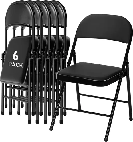 Miniatura 8 de SEALAMB Paquete de 4 sillas plegables con asiento cómodo, marco de metal resistente, sillas apilables portátiles para bodas, fiestas, oficina
