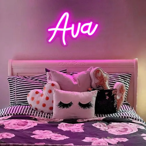 Miniatura 4 de WonderfulLife Letrero de neón con nombre Ava para decoración de habitación, no personalizado, letrero LED personalizado para decoración de fiesta