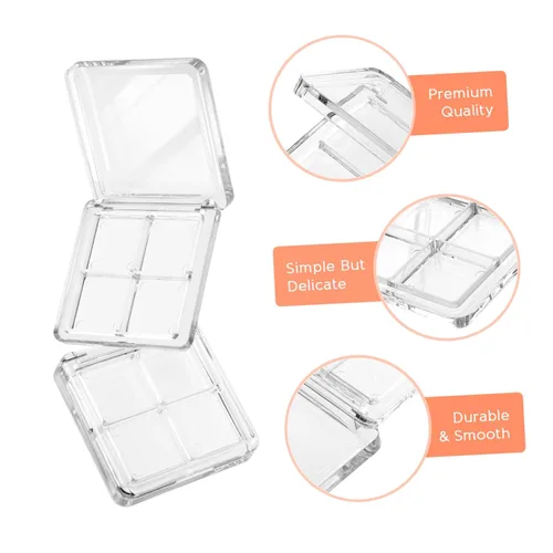 Miniatura 4 de Beaupretty 4 piezas vacía sombra de ojos paleta 4 rejillas sombra de ojos lápiz labial caja de almacenamiento transparente maquillaje DIY cosméticos