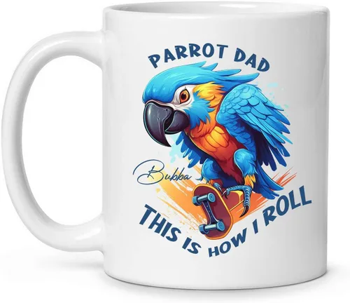 Miniatura 15 de Tazas de café blancas coloridas personalizadas de loro de 11 oz 15 onzas regalo para los amantes de los loros, regalos de taza de viaje de loro
