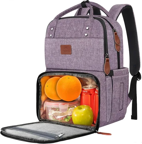 Miniatura 10 de MATEIN - Mochila para mujer con fiambrera, mochila de 17 pulgadas con compartimento refrigerado para contenedores de almuerzo, mochila grande